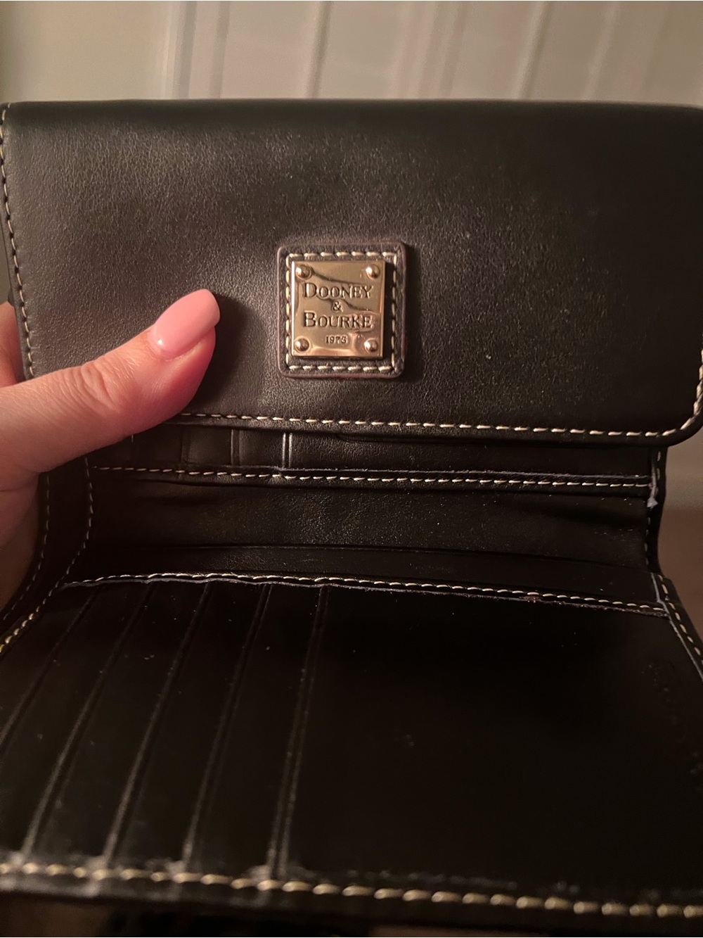 Dooney & Bourke Black Leather Wallet with Gold Logo Plaque - Picture 5 of 14